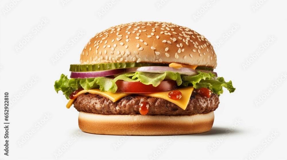 hamburger isolated white background delicious.Generative AI