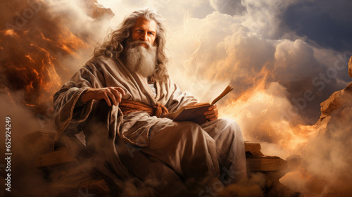 Background illustration of prophet Elijah the man who went to heaven without experiencing death Generative AI photo