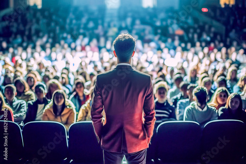 A man standing in front of a crowd of people
