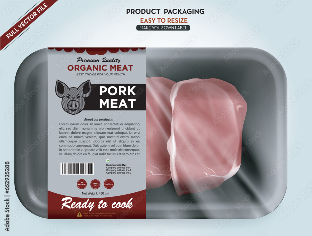 Pork Meat Label Meat box packaging Cow meat label for print Cow meat Pork Meat Label Meat box packaging Cow meat label for print Cow meat
