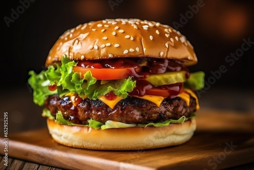 Appetizing Close-Up of Burger with Cheese and Lettuce