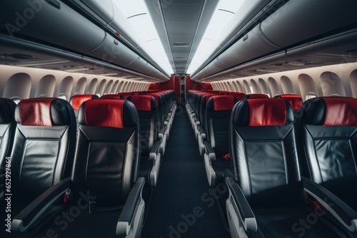 Spacious Commercial Airplane Cabin Interior with Modern Seating Arrangement