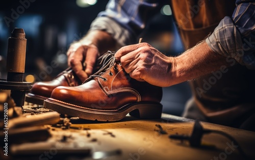 A shoemaker working on a production line. Generative AI