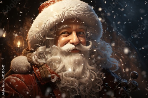 Santa Claus, Merry Christmas and Happy New Year illustration, AI generated
