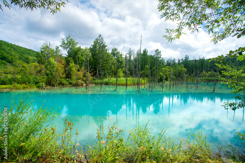 Canvastavla Shirogane blue pond, colour is thought to result from colloidal aluminium hydrox