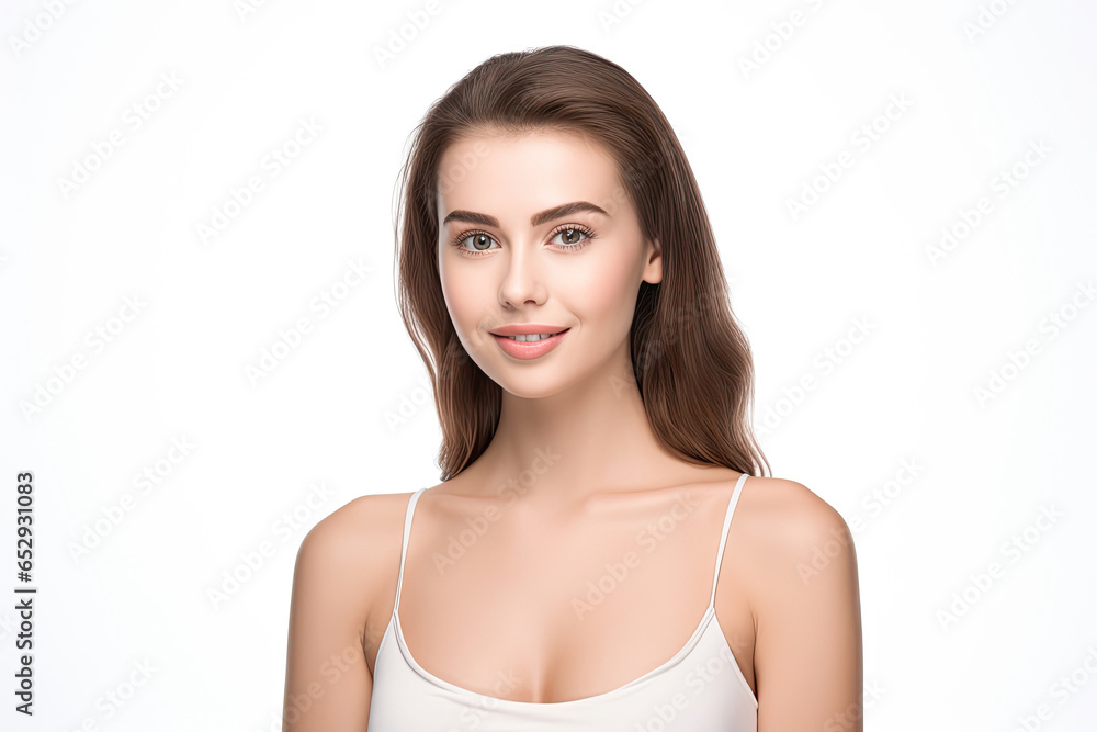 Beauty woman healthy clean skin beautiful female young model isolated on white Beauty woman healthy clean skin beautiful female young model isolated on white