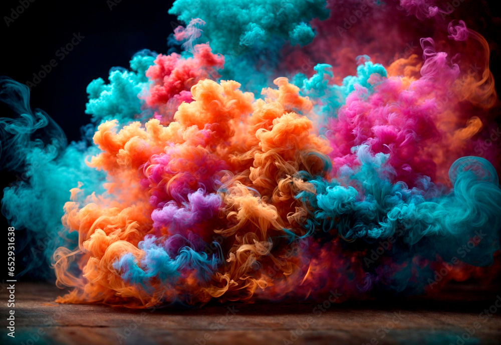 Obraz na płótnie Magic explosion, game bomb boom effect with colorful clouds.  w salonie