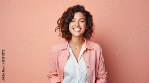 Young cheerful on the pastel background