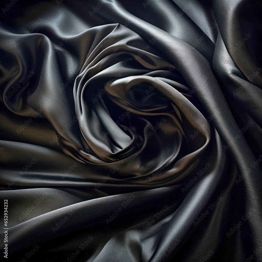 Fototapeta premium Gewellter schwarzer Samt, eleganter Hintergrund, Generative AI