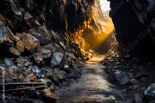 Fototapeta mine tunnel depict the essence of subterranean coal mining