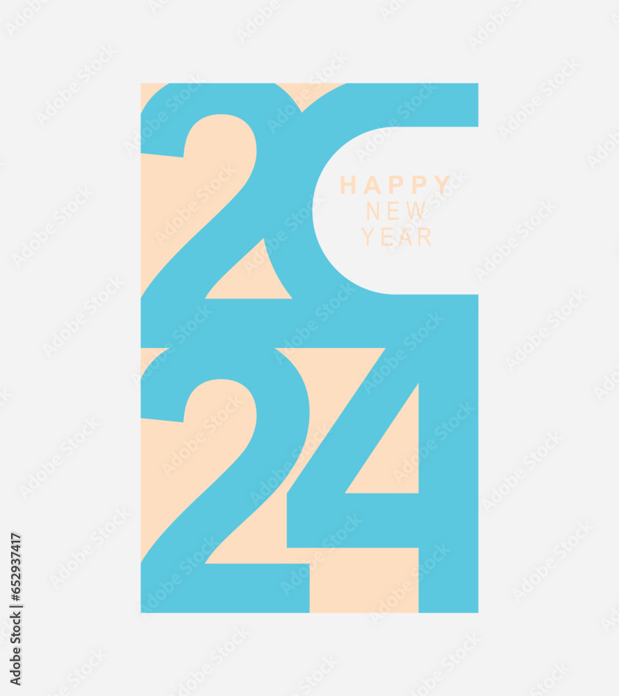 2024 typography design concept.Happy new year 2024 cover design with