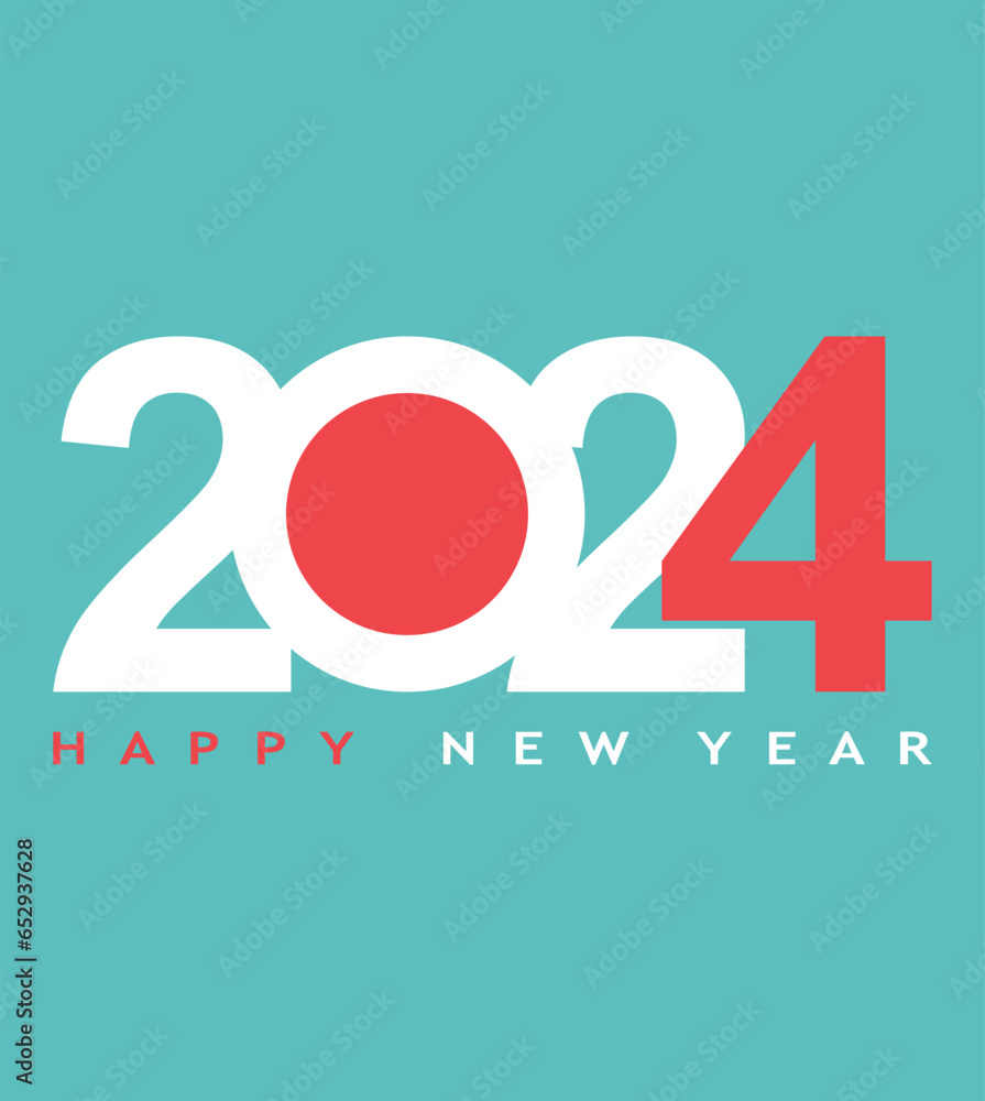 2024 typography design concept.Happy new year 2024 cover design with stylish and nice colors for
