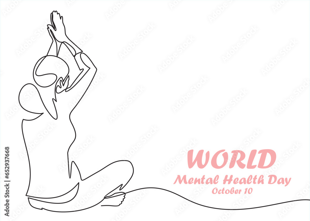 One continuous single line of women. World Mental Health day is observed every year on October 10, A mental illness is a health problem that significantly affects how a person feels, thinks, behaves. One continuous single line of women. World Mental Health day is observed every year on October 10, A mental illness is a health problem that significantly affects how a person feels, thinks, behaves.