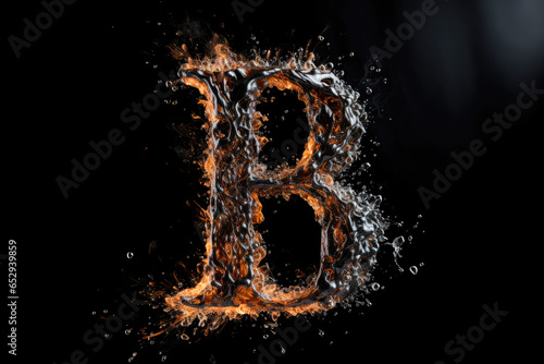 Glowing letter B on a black background