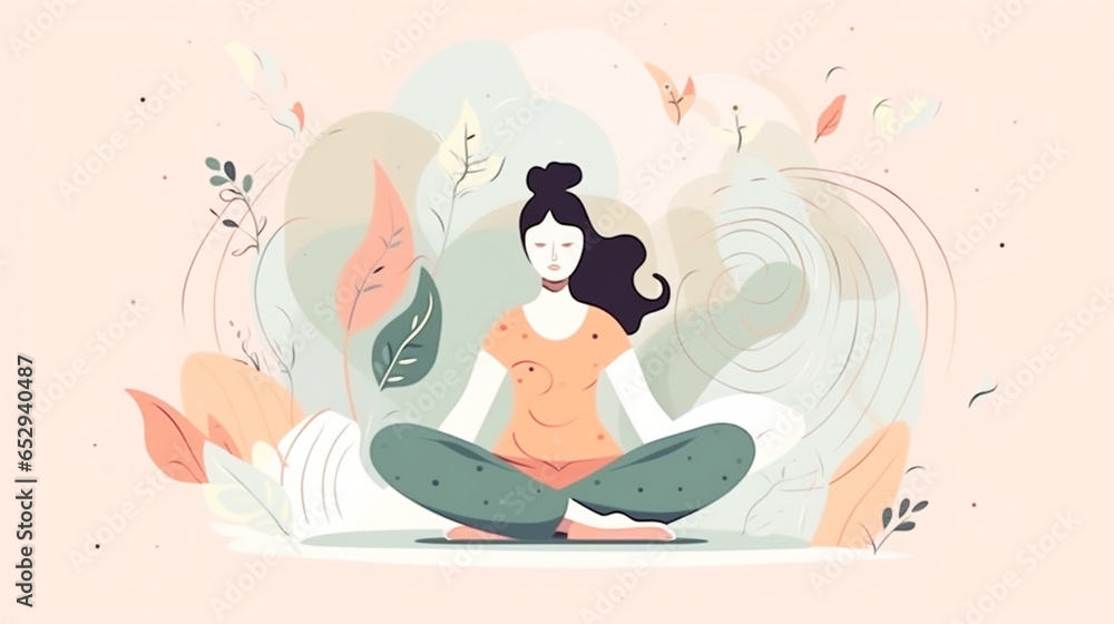 watercolor drawing style, the concept of a young pretty woman in comfortable sportswear doing yoga in open nature watercolor drawing style, the concept of a young pretty woman in comfortable sportswear doing yoga in open nature