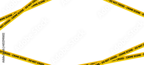 Transparent yellow police tape - Crime scene Do not cross against a dark abstract background.
