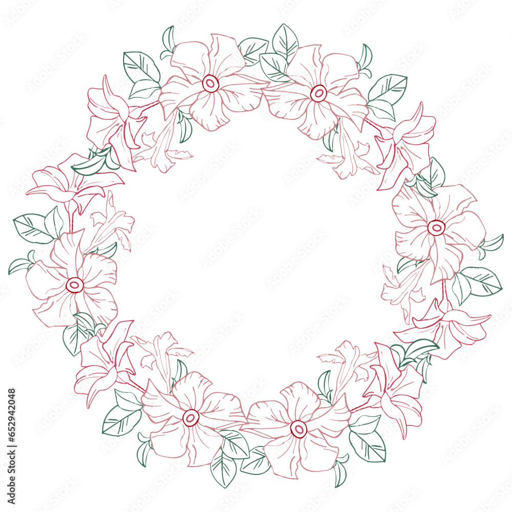 Jasmine exotic wreath flower, hand drawn vector illustration for card or wedding invite