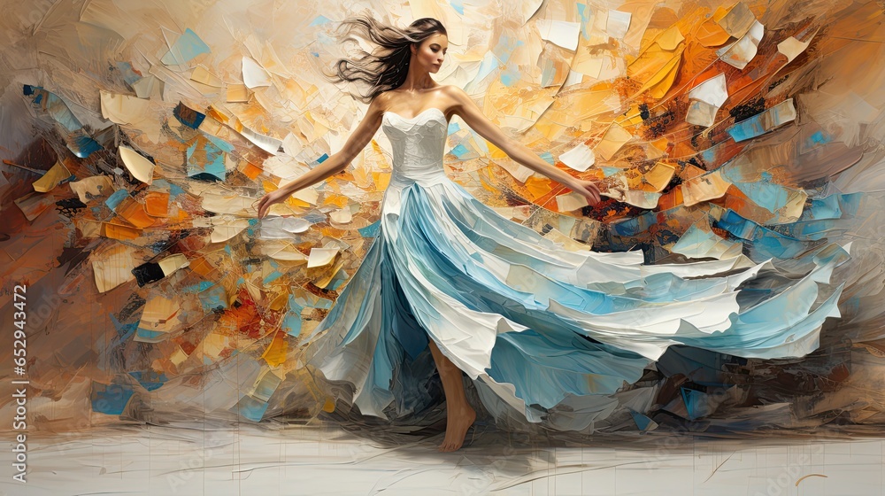 Beautiful abstract dancer painting.  - obrazy, fototapety, plakaty 