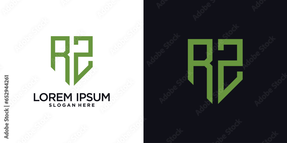 Obraz premium Monogram logo design initial letter r combined with shield element and creative concept