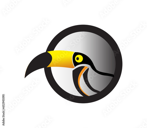 toucan bird logo design with circles and gears