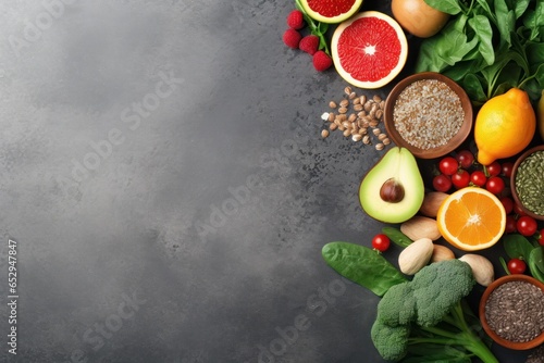 A diverse assortment of fruits and vegetables neatly arranged on a table. This image can be used to showcase the variety and freshness of produce in a healthy eating concept or for culinary-related pr
