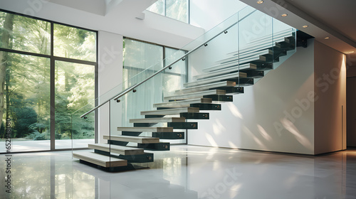 Contemporary Living: Glass Staircase in Modern Interior Design
