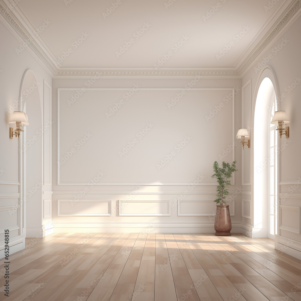 Obraz na płótnie Hallway interior wall mockup, colonial style and cozy hallway mockup, empty wall mockup w salonie