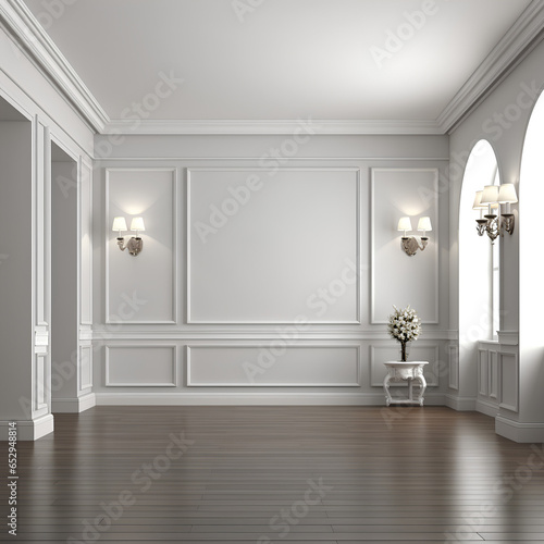 Hallway interior wall mockup, colonial style and cozy hallway mockup, empty wall mockup
