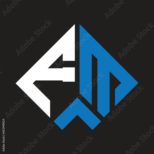 FM letter logo design on black background. FM creative initials letter logo concept. FM letter design.
