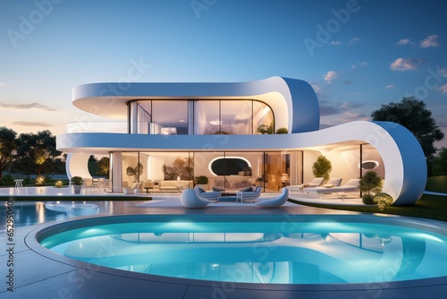 Futuristic Villa with a Pool
