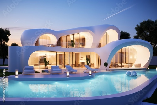 Futuristic Villa with a Pool