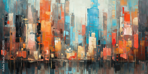 abstract art of cityscape,illustration painting generative ai © Krisana