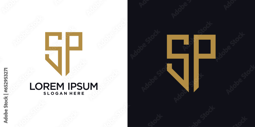 Fototapeta premium Monogram logo design initial letter s combined with shield element and creative concept