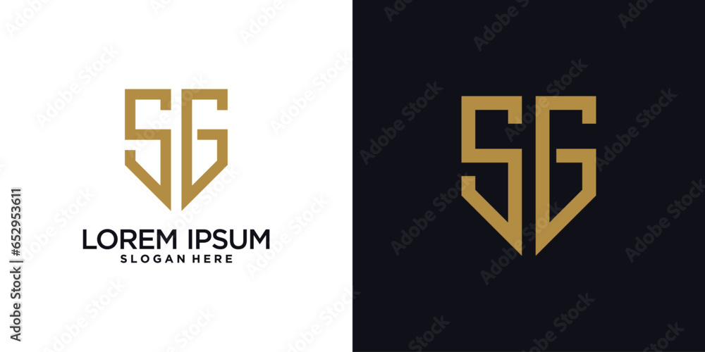 Fototapeta premium Monogram logo design initial letter s combined with shield element and creative concept