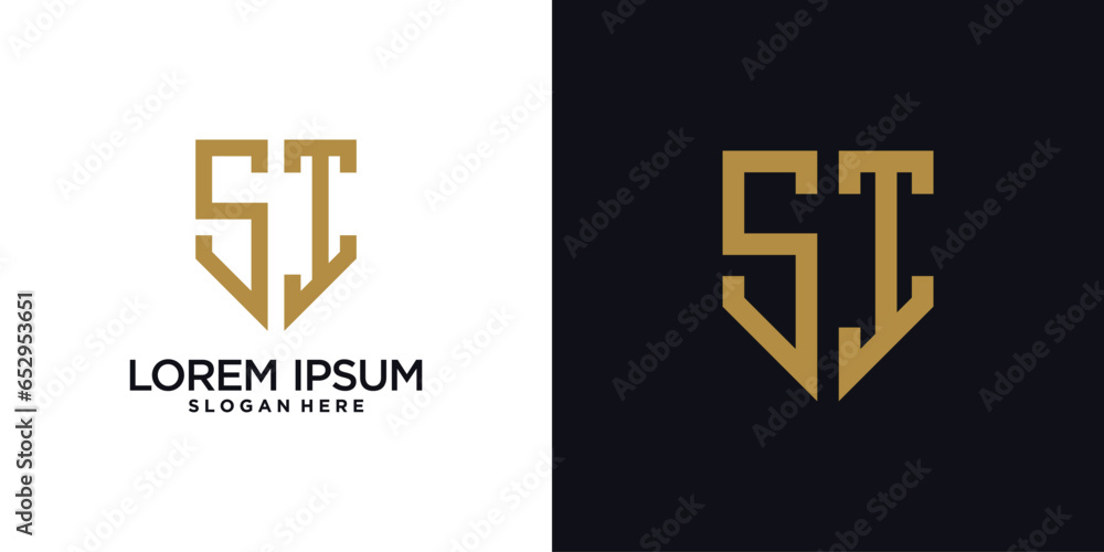 Monogram logo design initial letter s combined with shield element and creative concept Monogram logo design initial letter s combined with shield element and creative concept