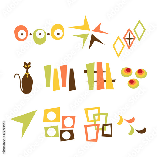 Retro Vintage Mid-Century Decoration Vector Elements