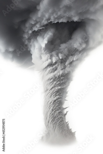 Realistic Tornado with Dark Cloud on Transparent Background
