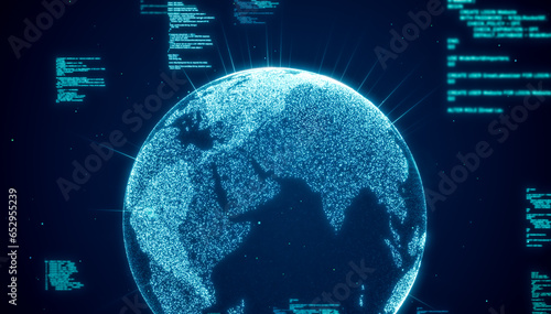 Fototapeta Naklejka Na Ścianę i Meble -  worldwide international future internet information data, modern global business world technology connection, digital web code payment security 3d rendering