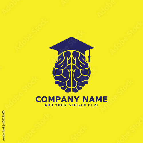 brain hat logo design vector