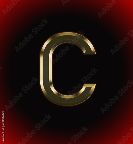 Golden and shining Alphabet(letter) C and name of individual (boy or Girl) with start of alphabet C, black and red beautiful background