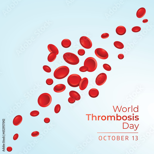 World Thrombosis Day vector design template good for celebration usage. red ribbon vector illustration. blood cell illustration. vector eps 10.