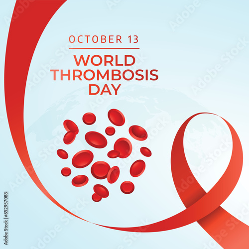 World Thrombosis Day vector design template good for celebration usage. red ribbon vector illustration. blood cell illustration. vector eps 10.