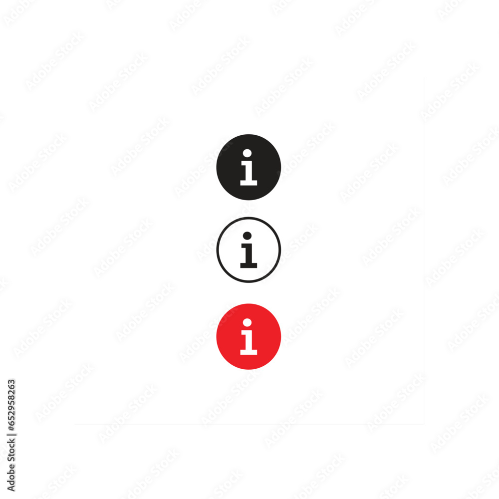 Info icons set. Information icon collection. Info button. Info symbol flat style - stock vector Info icons set. Information icon collection. Info button. Info symbol flat style - stock vector