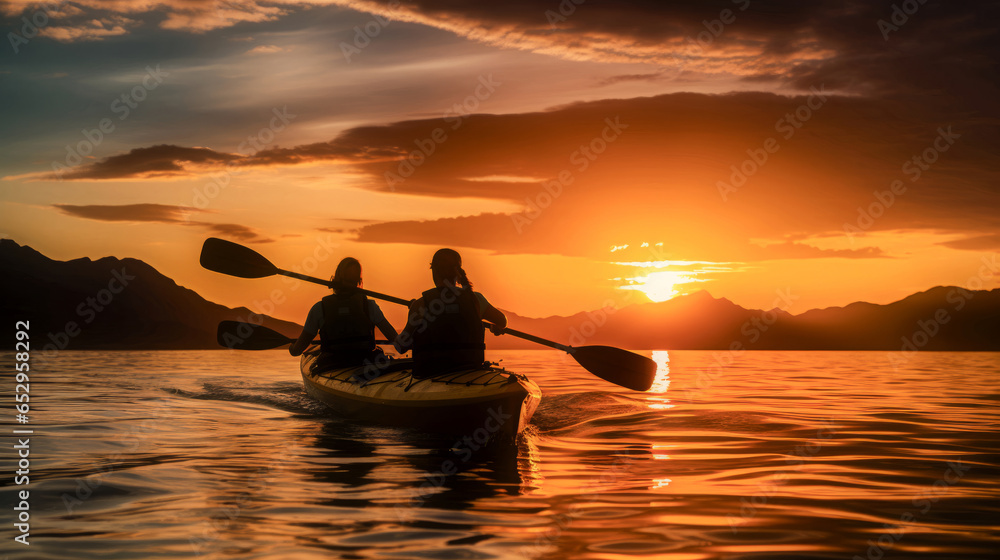 Tranquil Kayaking in the Golden Hour.