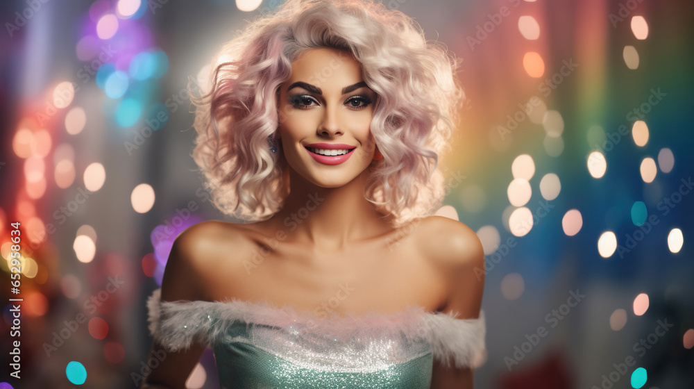 drag queen on defocused background with bokeh drag queen on defocused background with bokeh