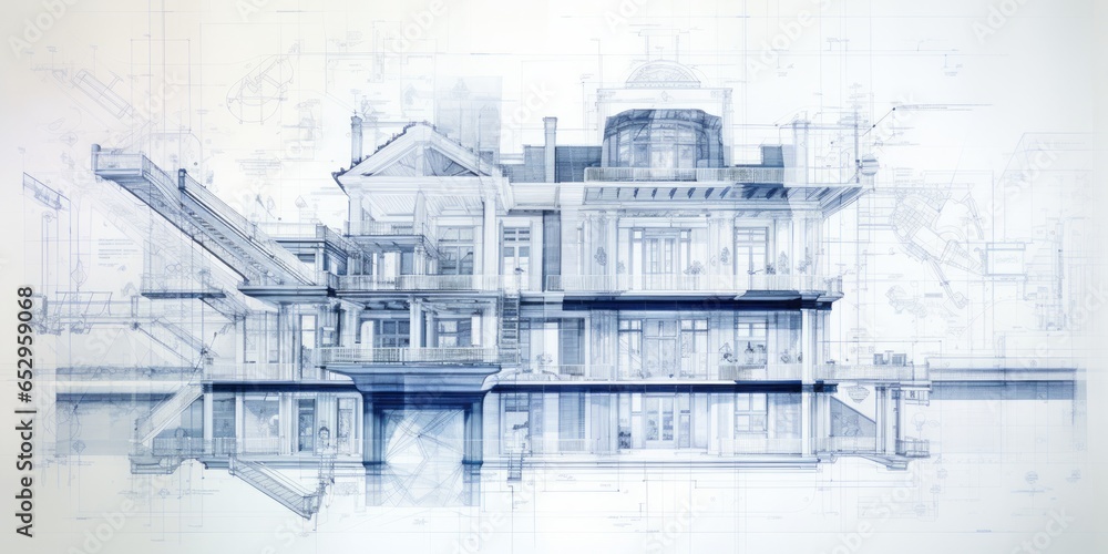 Architectural Precision: Construction Drawings, Blueprints, and a Pencil Combine Creativity and Technical Expertise in the Planning and Documentation of Construction Projects