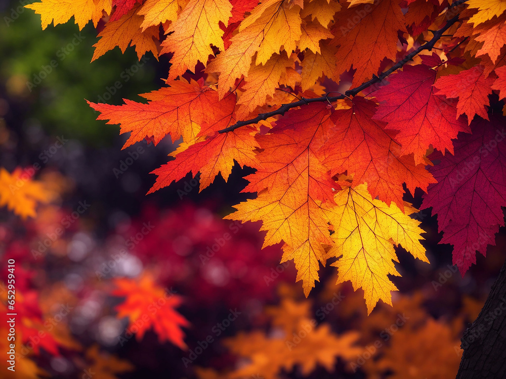 Closeup of Autumn beauty in nature vibrant colors - AI Generative Closeup of Autumn beauty in nature vibrant colors - AI Generative