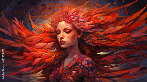 Resplendent Rebirth: Majestic Phoenix Girl