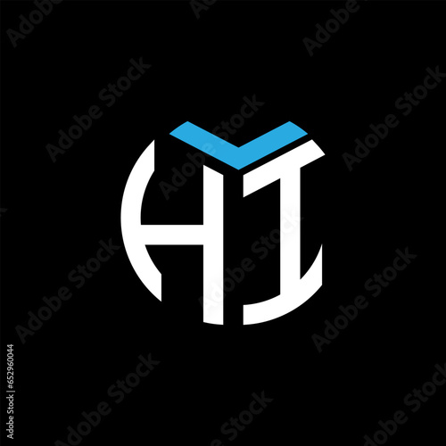 HI letter logo design on black background. HI creative initials letter logo concept. HI letter design.
 photo