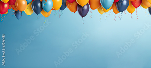 Balloon Banner on Light Blue Background